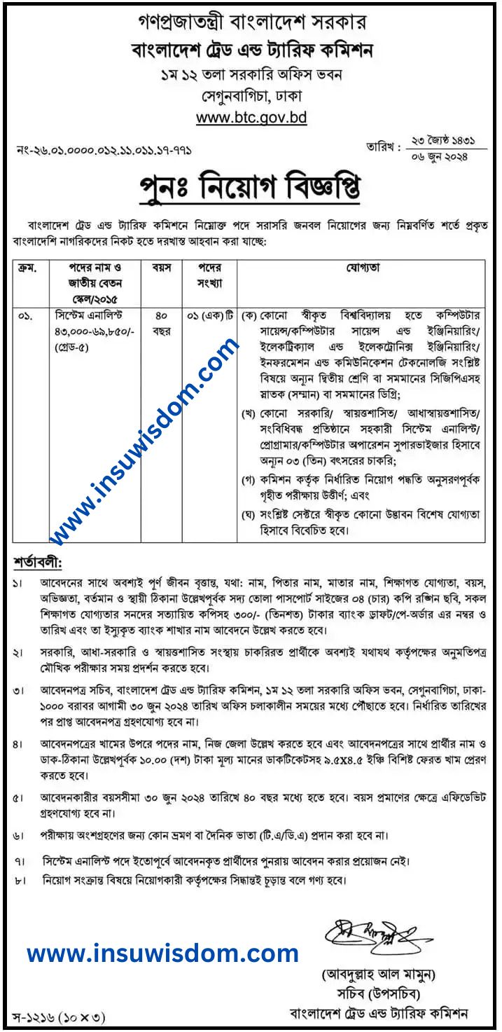 BTC Job Circular